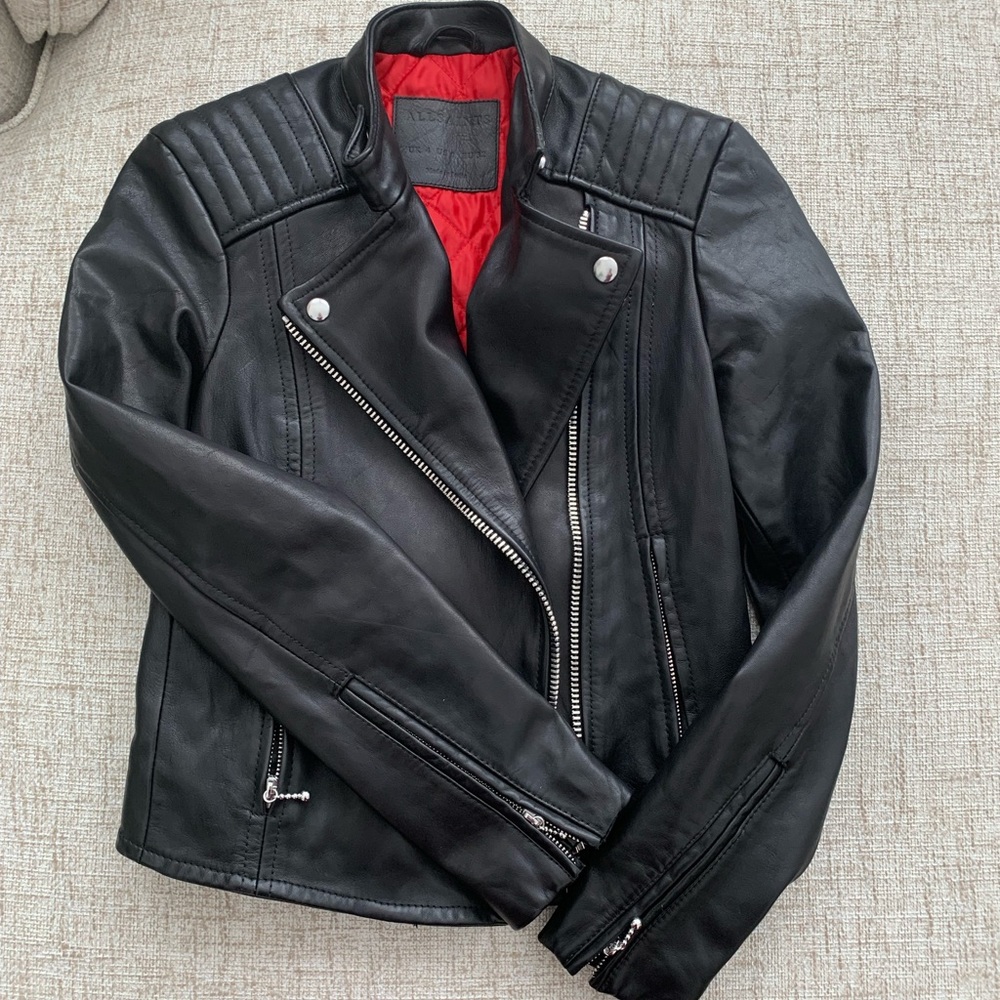 NWOT All Saints Bircham Leather Moto Jacket size 0